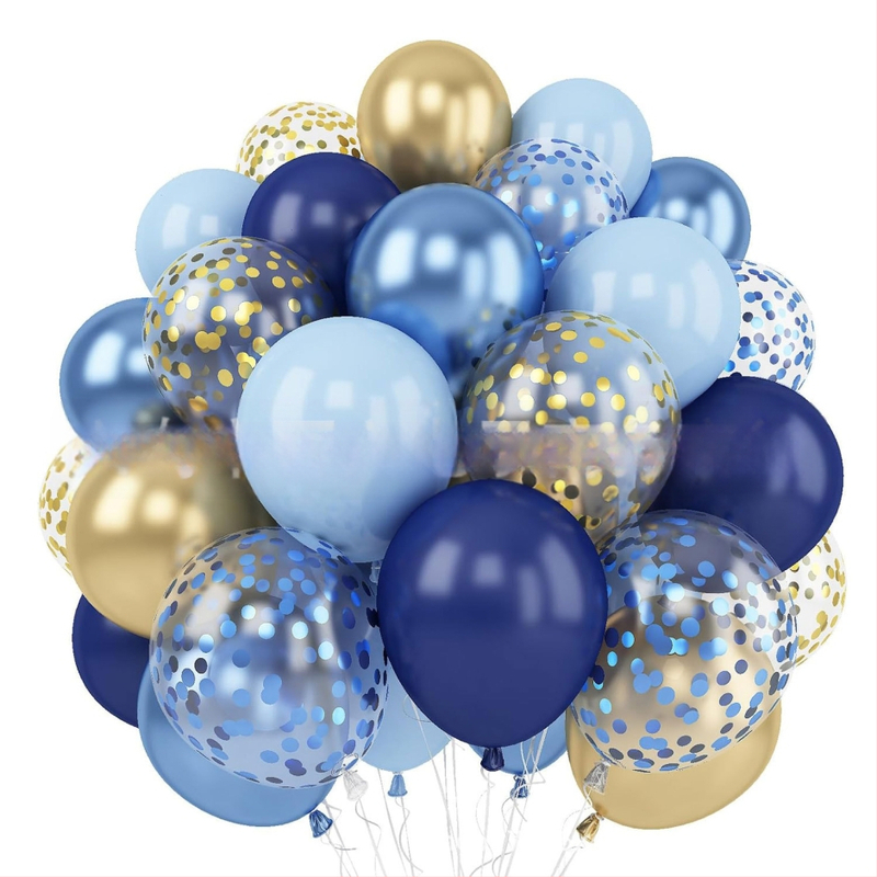 Tarpvalstybinis „Amazon“ 60 dalių naktinio mėlynumo aukso blizgučiais dekoruotas latekso balionas, 12 colių Tėvo dienos gimtadienio vakarėlio balionas