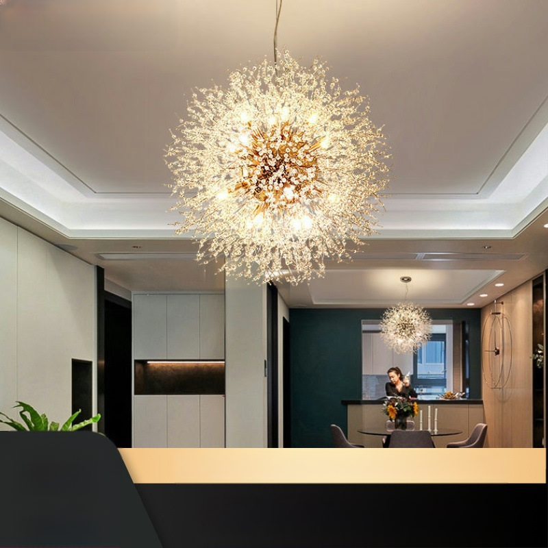 Kerge luksuslik elutoa lühter, magamistoa lamp, kristalllamp, moodne lihtne Skandinaavia jaanimardikas, populaarsed restoranilambid, võilill