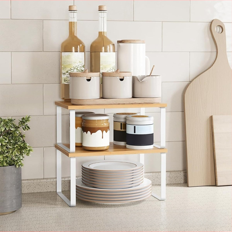 raktáron kovácsoltvas konyhai állvány fűszertál tároló állvány kétrétegű egymásra rakható fa tároló állvány gyártók