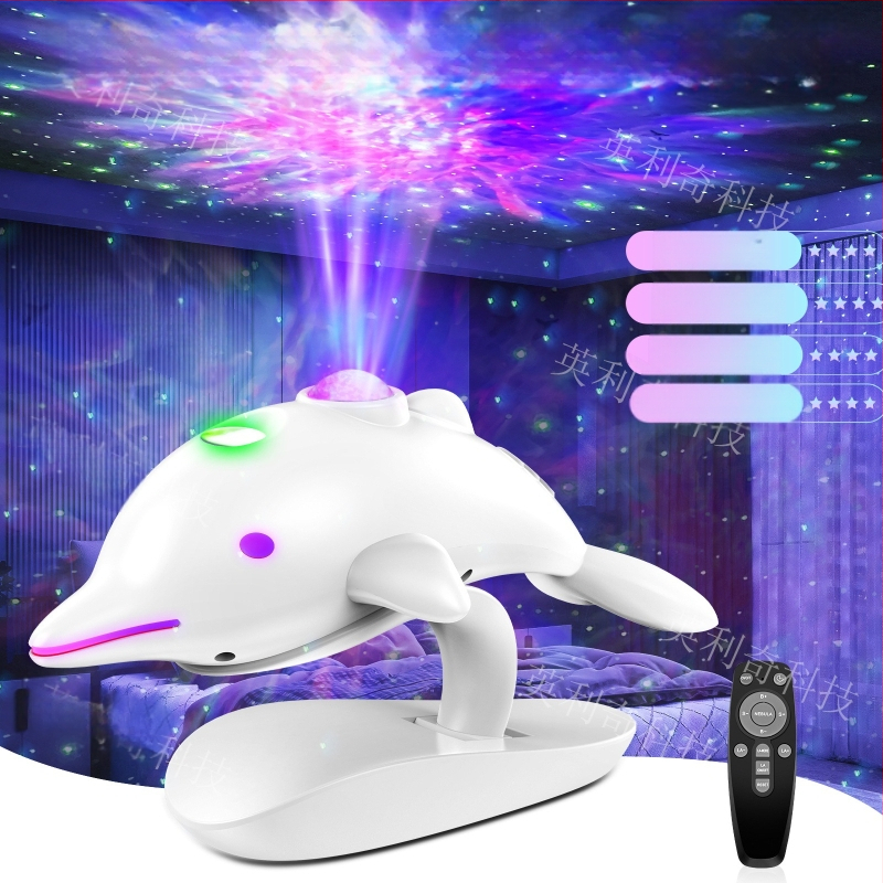 Amazoni uus piiriülene delfiinidega tähistaeva lamp, värviline projektsioonlamp, laste öövalgusti, magamistoa LED-projektsioonlamp