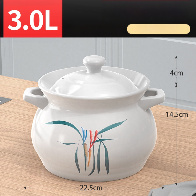 Didelis baltas porcelianinis puodas, atsparus aukštai temperatūrai, tinka dujinėms viryklėms, idealiai tinka vištienai ir mėsai troškinti, košei virti, taip pat didelės talpos sriubai, specialiai sukurtas sausam degimui.