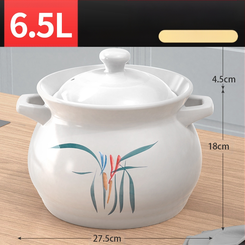 Didelis baltas porcelianinis puodas, atsparus aukštai temperatūrai, tinka dujinėms viryklėms, idealiai tinka vištienai ir mėsai troškinti, košei virti, taip pat didelės talpos sriubai, specialiai sukurtas sausam degimui.