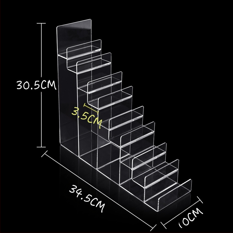 Akrilinis daugiasluoksnis piniginės trapecijos formos laikiklis laikymo vitrina skaidrus vitrina kaukė mobiliojo telefono daugiasluoksnis stovas
