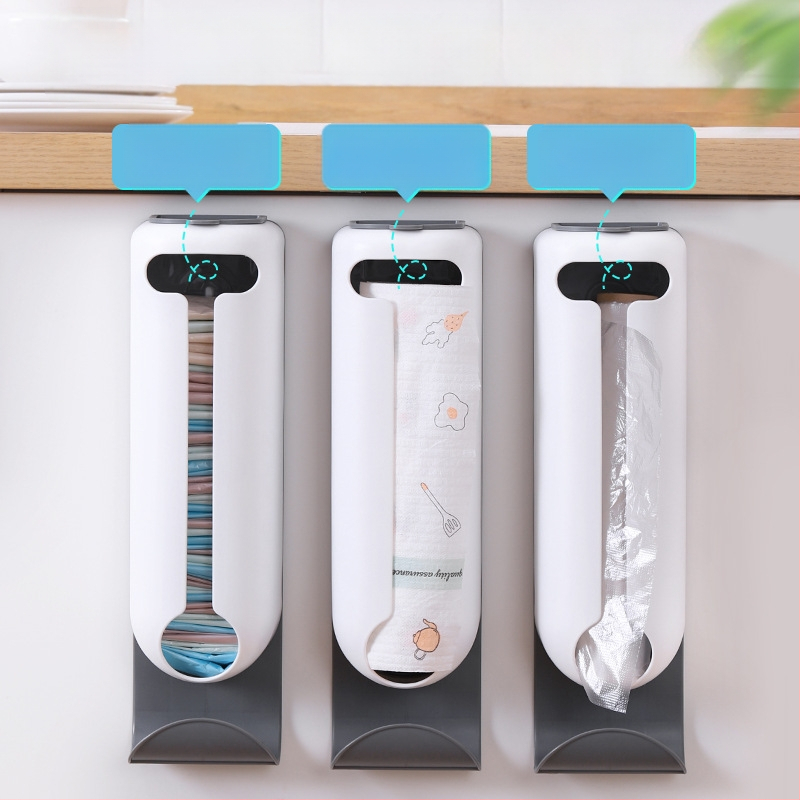 Douyin konyhai lyukasztásmentes műanyag zacskó tárolóállvány falra szerelhető, kivehető háztartási fehérnemű tárolódoboz