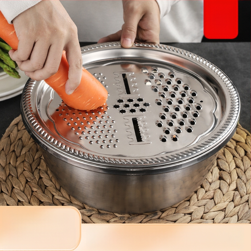 Rūpnīcas tiešās piegādes nerūsējošā tērauda daudzfunkcionālais rīvju trīs daļu komplekts Amoy rīsu sieta rīve virtuves notekas mazgāšanas izlietne