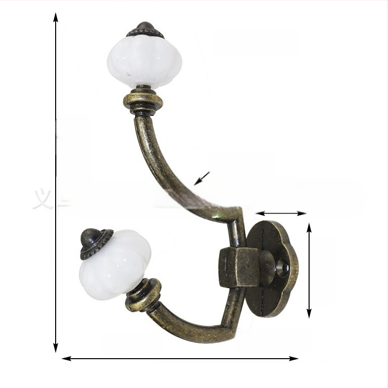 Sieninis bronzinis drabužių kabliukas, paltų kabykla, sieninis kabliukas, europietiško lydinio miegamojo kabliukas