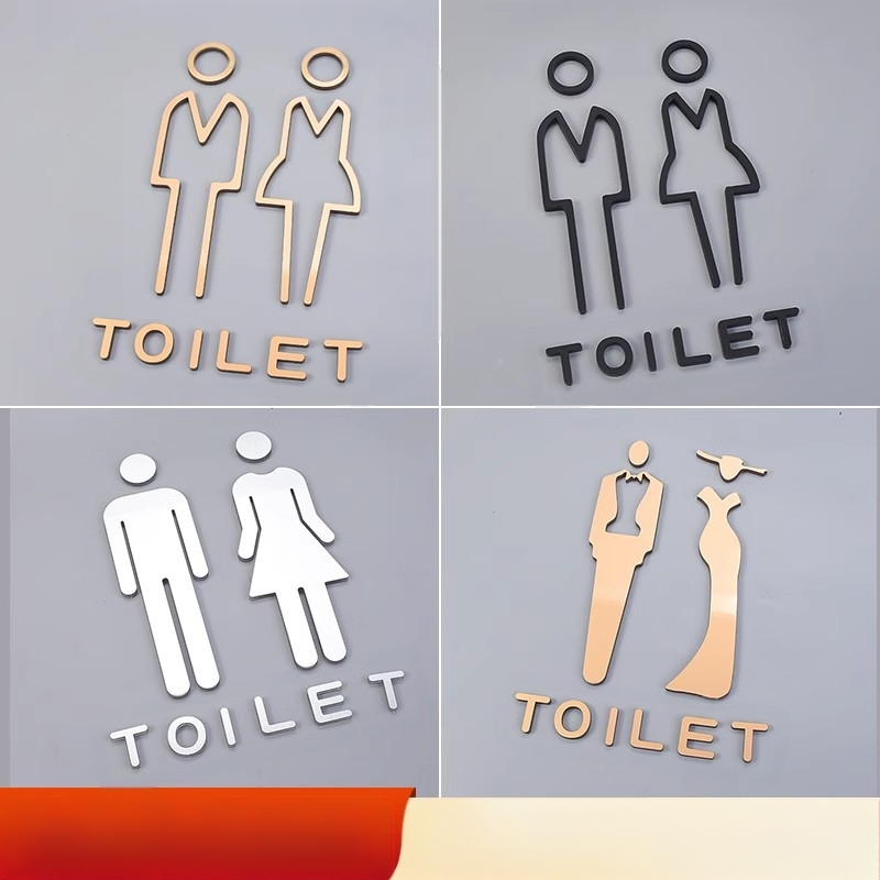 Αυτοκόλλητα οδηγιών μπάνιου, ακρυλικές πινακίδες πόρτας με παχύρρευστο σχέδιο, χρυσά στερεοφωνικά σχέδια, ασημένιες πινακίδες για ανδρικές και γυναικείες τουαλέτες