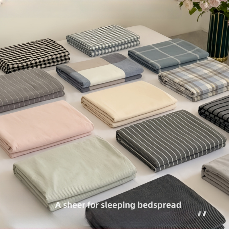 „Good 100“ grynos medvilnės paklodės be rašto, languotas, trijų dalių bendrabučio medvilninis pagalvės užvalkalų komplektas, A klasės, skalbta medvilnė motinai ir kūdikiui.