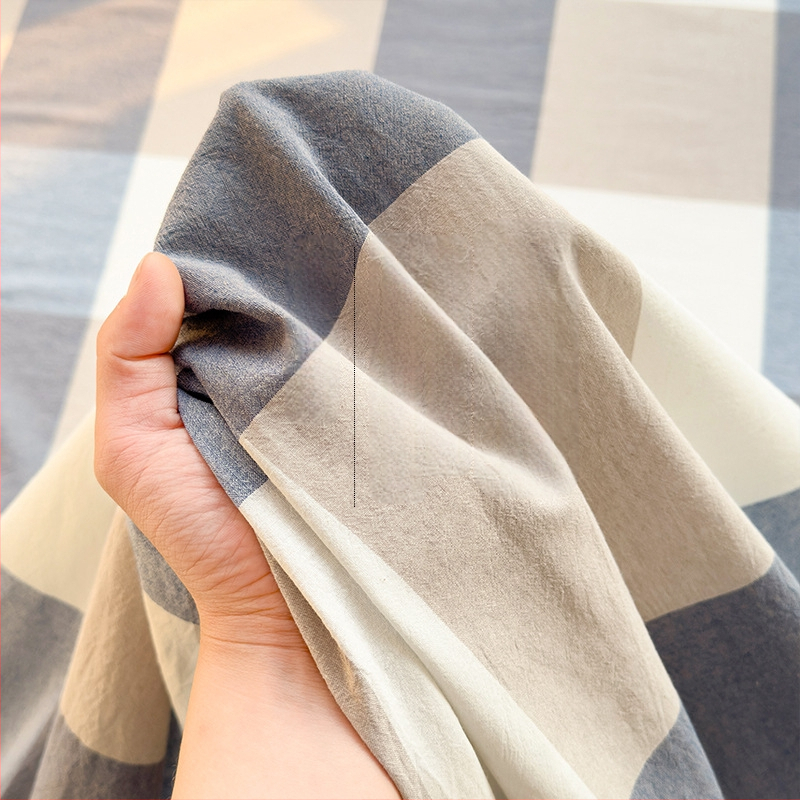 „Good 100“ grynos medvilnės paklodės be rašto, languotas, trijų dalių bendrabučio medvilninis pagalvės užvalkalų komplektas, A klasės, skalbta medvilnė motinai ir kūdikiui.