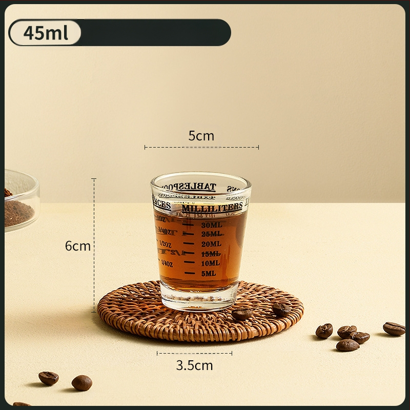 Kohviekstrakti tass skaalaga, puidust käepidemega, mõõtekork, espresso untsi tass, väike piimatass, peen ja tipptasemel