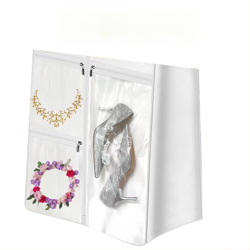 Tarpvalstybinis vestuvinės suknelės kostiumo laikymo krepšys iš dulkėms ir drėgmei atsparaus neaustinio audinio su rankinės laikymo krepšiu, sijono dulkių uždanga