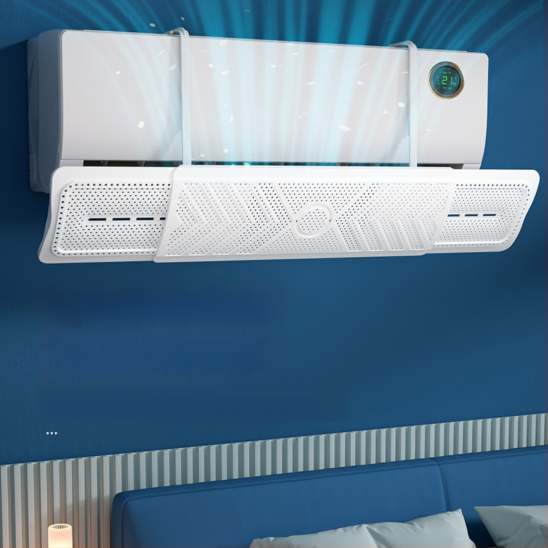 2024 m. oro kondicionieriaus vėjo deflektorius, apsaugantis nuo tiesioginio pūtimo, trijų viename ištraukiamas, mėnulio formos, prie sienos tvirtinamas vėjo deflektorius