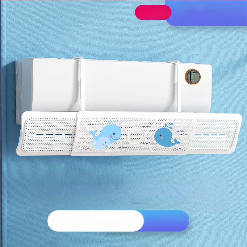 2024 m. oro kondicionieriaus vėjo deflektorius, apsaugantis nuo tiesioginio pūtimo, trijų viename ištraukiamas, mėnulio formos, prie sienos tvirtinamas vėjo deflektorius