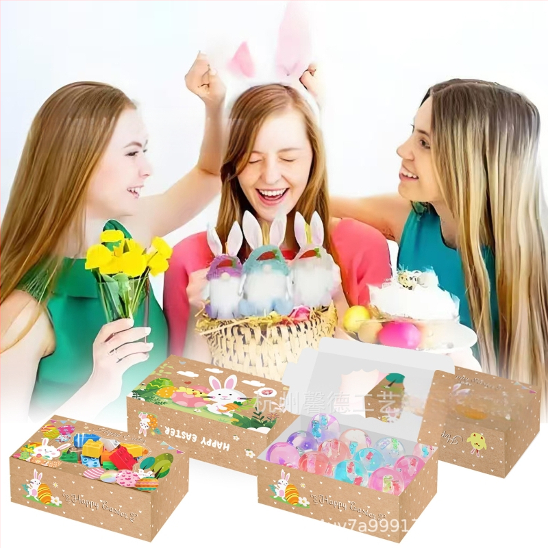 HZ042 Užsienio prekybos Velykų zuikučio kiaušinio viščiuko lango šventinio vakarėlio dovanų saldainių dėžutė