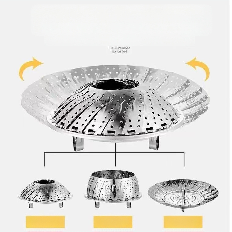 Tvaicēšanas olu plaukts no nerūsējošā tērauda tvaicētāja plaukts daudzfunkcionāls saliekams teleskopiskais tvaicētājs, maināms tvaicētāja šķēles tvaicētāja plaukts mājsaimniecības tvaicētāja šķīvis vairumtirdzniecībā