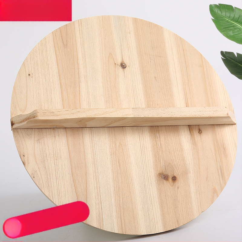 Hiina kuuse potikate ümmargune wokipotikate majapidamiseks vanamoodne paksendatud puidust veesilindri kate maapiirkonna täispuidust suure poti kate tasuta saatmine