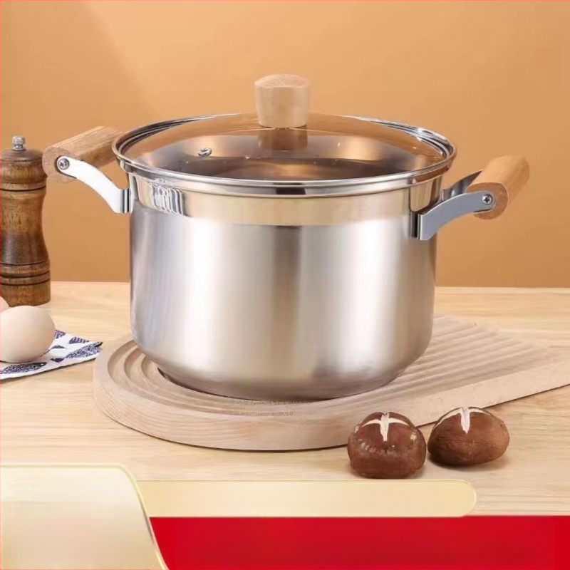 Nem mágneses, vastagított rozsdamentes acél levesesfazék, tejesfazék, étrend-kiegészítő edény, főzőedény, forró edény, gáz indukciós tűzhely, univerzális tapadásmentes