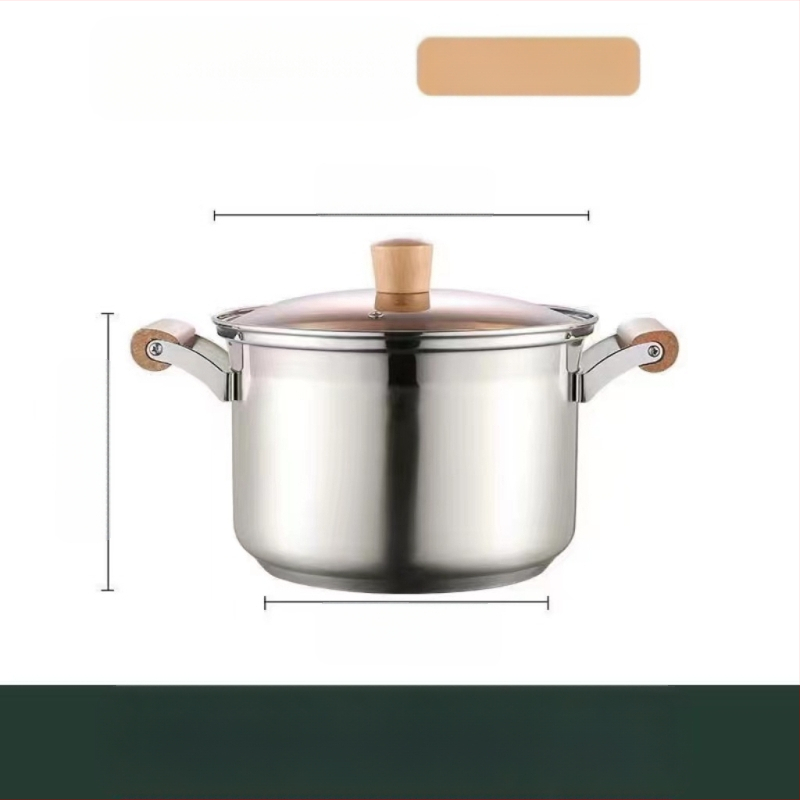 Nem mágneses, vastagított rozsdamentes acél levesesfazék, tejesfazék, étrend-kiegészítő edény, főzőedény, forró edény, gáz indukciós tűzhely, univerzális tapadásmentes