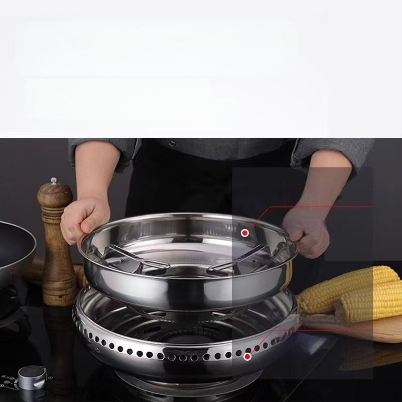 Nerūdijančio plieno vėjui nepralaidus dangtis, dvisluoksnis dujinės viryklės uždangalas, energiją taupantis židinio žiedas, dujinės viryklės laikiklis, vieno sluoksnio priedai, buitinė technika