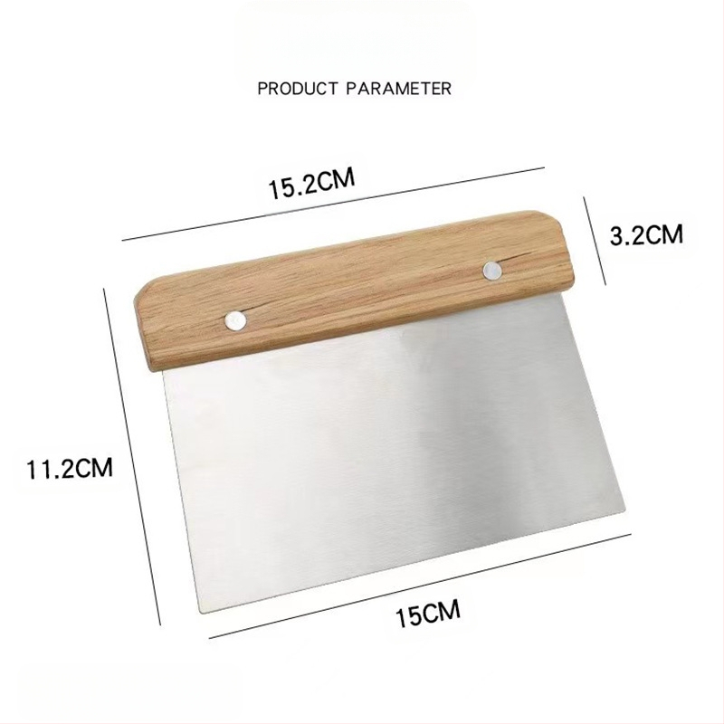 Nerūdijančio plieno makaronų pjaustytuvas su medine rankena, dešros milteliai, miltų grandiklis, pyrago grandiklis, tešlos pjaustymo peilis, muilo peilis, daugiafunkcis daržovių pjaustymui