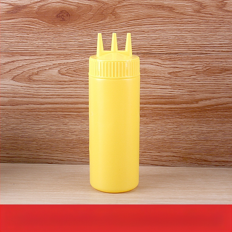 Trijų skylių pomidorų padažo išspaudimo butelis, plastikinis salaho butelis, išspaudimo butelis, padažo butelis, aukštos kokybės išspaudimo butelis, išspaudimo butelis, uogienės butelis