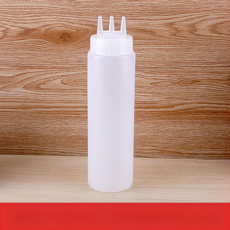 Trijų skylių pomidorų padažo išspaudimo butelis, plastikinis salaho butelis, išspaudimo butelis, padažo butelis, aukštos kokybės išspaudimo butelis, išspaudimo butelis, uogienės butelis