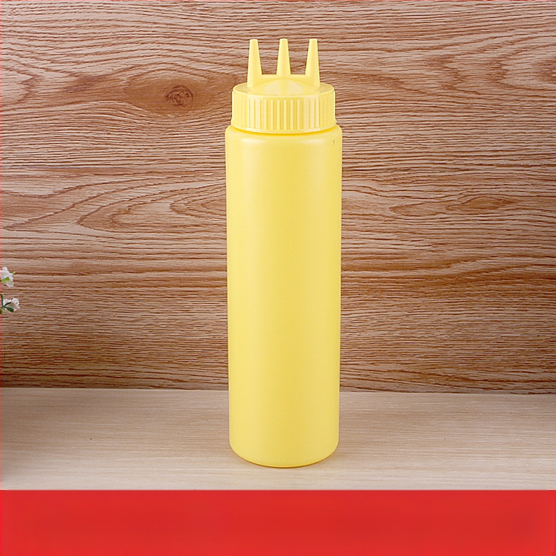 Trijų skylių pomidorų padažo išspaudimo butelis, plastikinis salaho butelis, išspaudimo butelis, padažo butelis, aukštos kokybės išspaudimo butelis, išspaudimo butelis, uogienės butelis