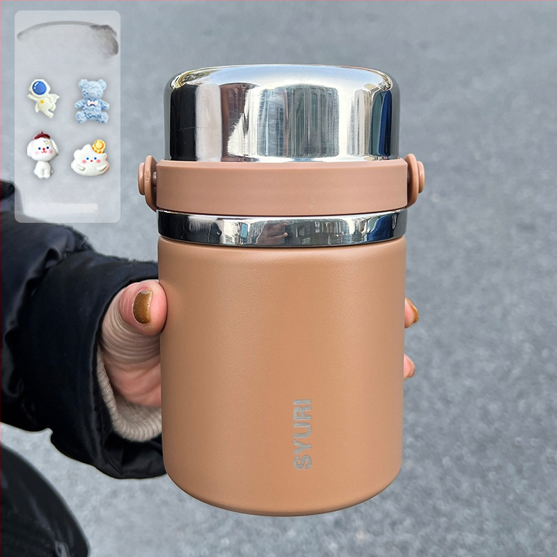 Termoszpohár, női, nagy értékű, irodai, párolt zabkása, leves, reggeli, széles, nagy átmérőjű, 304 rozsdamentes acél ivóvíz