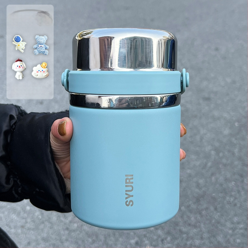 Termoszpohár, női, nagy értékű, irodai, párolt zabkása, leves, reggeli, széles, nagy átmérőjű, 304 rozsdamentes acél ivóvíz