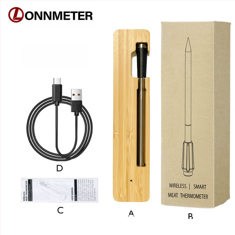 Belaidis „Bluetooth“ maisto termometras, atsparus vandeniui, nerūdijančio plieno, elektroninis virtuvės orkaitės, kepsninės, tikslios temperatūros matavimas