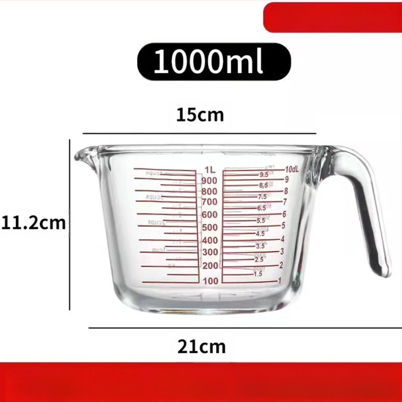 Magas hőmérsékletnek ellenálló üveg mérőpohár skálával Magas hőmérsékletnek ellenálló mikrohullámú sütőben használható sütőpohár Tojásverő pohár mérőpohárral