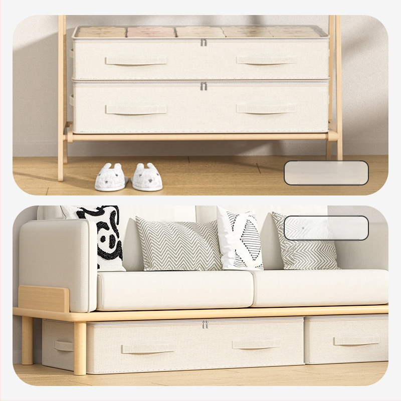 „Amazon“ naujas medvilnės ir lino lovos laikymo krepšys, permatomas drabužių antklodės žaislų organizatoriaus krepšys, patogus laikymo krepšys