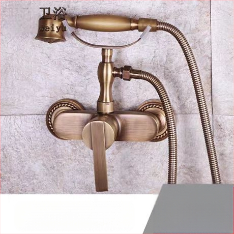 Täiesti vaskne antiikne lihtne dušikomplekt Euroopa stiilis vannitoa dušiga dušikraan retro väljalaskeavaga dušš