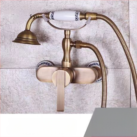 Täiesti vaskne antiikne lihtne dušikomplekt Euroopa stiilis vannitoa dušiga dušikraan retro väljalaskeavaga dušš