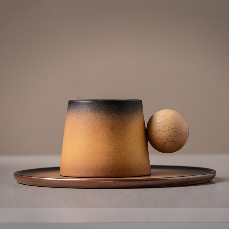 Csésze kerámia latte kávéscsészével és csészealjjal, kreatív délutáni teás bögre, kis, finom háztartási tejes reggelizőpohár