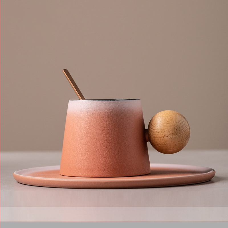 Csésze kerámia latte kávéscsészével és csészealjjal, kreatív délutáni teás bögre, kis, finom háztartási tejes reggelizőpohár