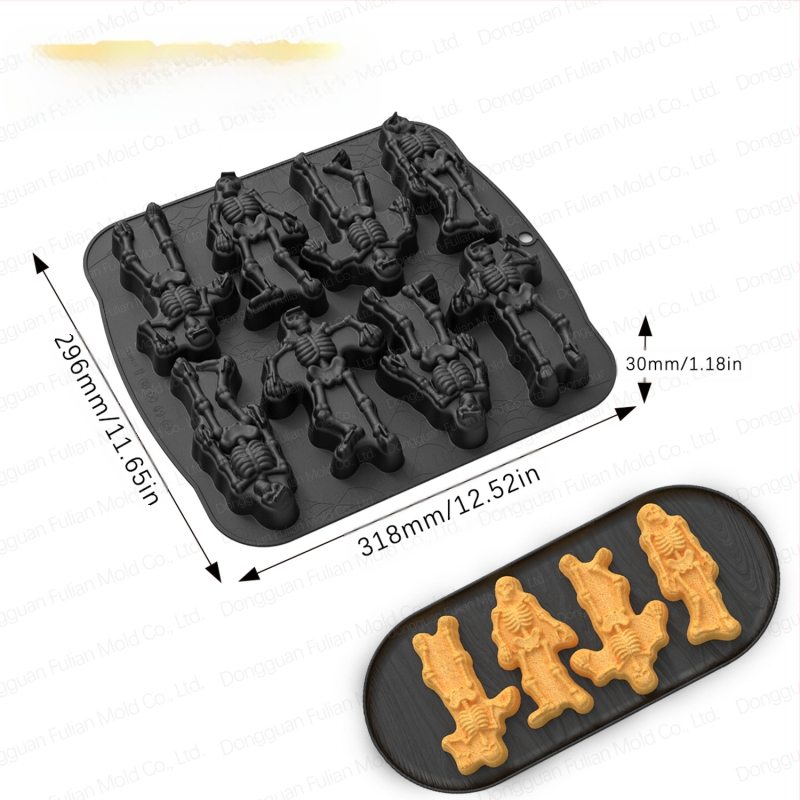 Piiriülene plahvatusohtlik koljujäätis 10 ühtlast halloweeni šokolaadivormi loominguline omatehtud silikoonist jäätis lehtriga