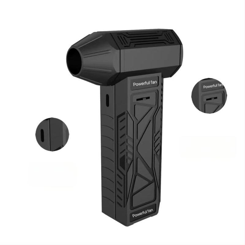 Bezpakāpju mainīga ātruma bezvadu pārnēsājams rokas ātrgaitas turbo ventilatora matu žāvētājs ar USB uzlādi kempingam ar sadegšanas palīdzību putekļu noņemšanai