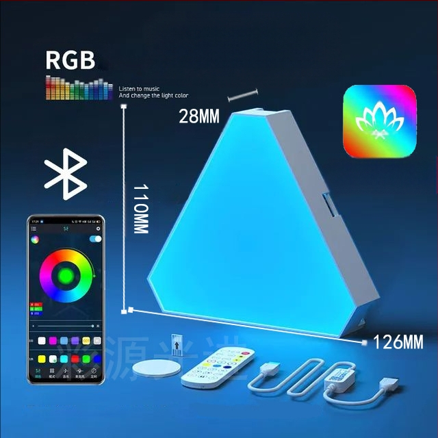 Kolmnurkne kvantlamp e-spordi intelligentne heli vastuvõtulamp kolmnurkne paaritu valguslaud RGB mäng isetegemise LED-ühendus