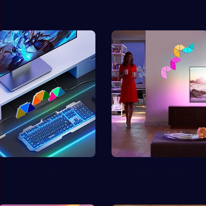 Kolmnurkne kvantlamp e-spordi intelligentne heli vastuvõtulamp kolmnurkne paaritu valguslaud RGB mäng isetegemise LED-ühendus