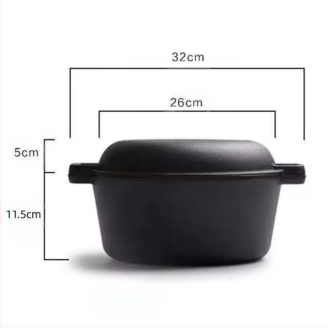 Ketaus dvigubos paskirties puodas 26 cm troškinimui be dangos dvigubos auselės sriubos puodas universalus keptuvė gamyklos didmeninė prekyba virtuvės puodu