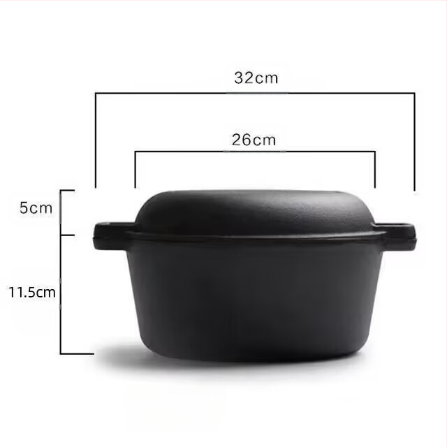 Ketaus dvigubos paskirties puodas 26 cm troškinimui be dangos dvigubos auselės sriubos puodas universalus keptuvė gamyklos didmeninė prekyba virtuvės puodu