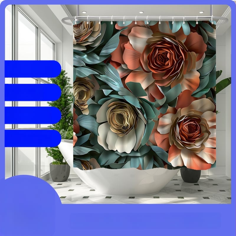 TEMU piiriülene Jolosy hädaolukorra ost lillemustriga 3D-prinditud lillefiltrikangast veekindel vannitoa dušikardina neljaosaline komplekt