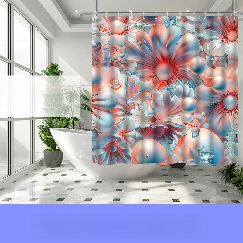 TEMU piiriülene Jolosy hädaolukorra ost lillemustriga 3D-prinditud lillefiltrikangast veekindel vannitoa dušikardina neljaosaline komplekt