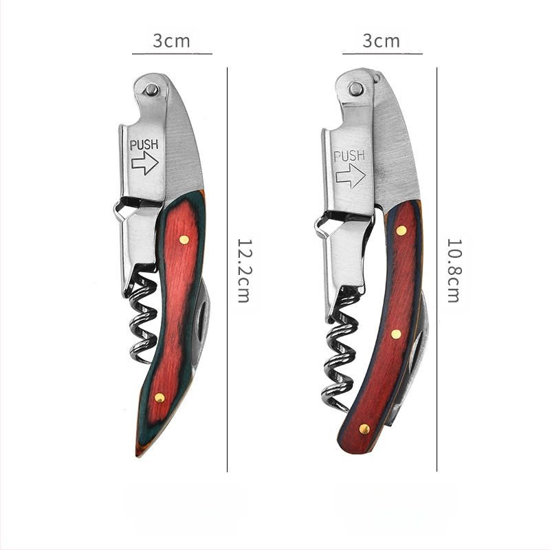 Gyártó multifunkcionális borosüvegnyitó háztartási fa fogantyúval ellátott sörösüvegnyitó rozsdamentes acél bornyitó nagykereskedelem