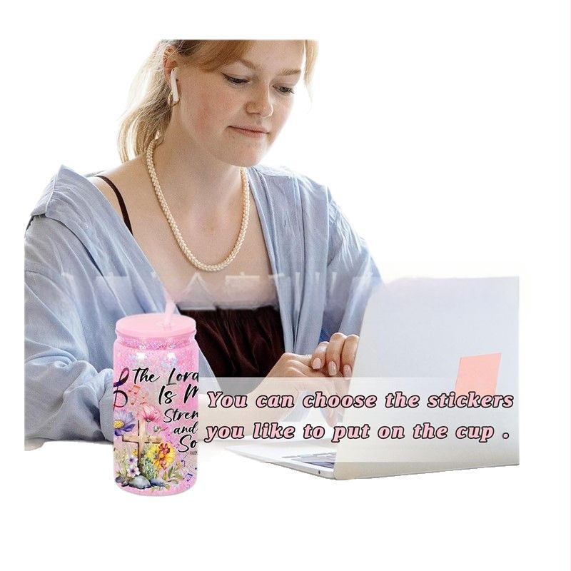 16oz värviline kahekihiline plastmassist lumepallitops auguga, silikoonkorgiga, värviline kaas, värviline õlgplastist müüritistops