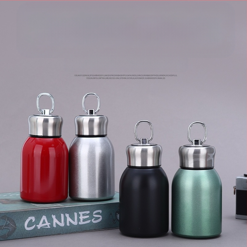 Φορητό θερμός από ανοξείδωτο ατσάλι 304, μίνι, μικρό, τσούξιμο, υψηλής ποιότητας, μικρό κύπελλο κοιλιάς, απλό δαχτυλίδι προσγείωσης, συνοδευτικό κύπελλο τσέπης