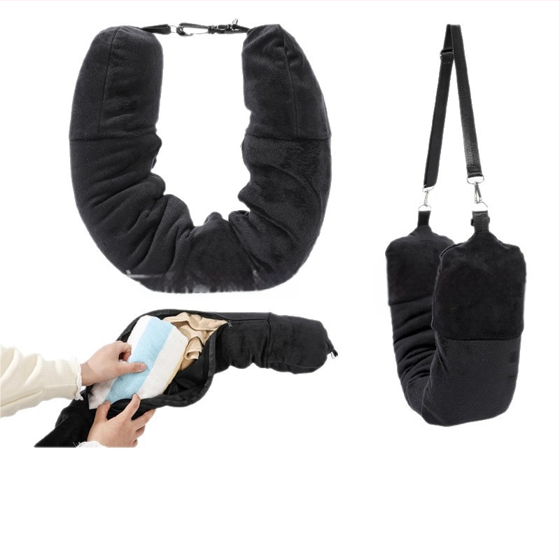 Naujas kelioninis galvos atlošas, minkštas, pliušinis, paminkštintas drabužių bagažo pagalvės užvalkalas, skirtas lauko daugiafunkciniam U formos nešiojamam galvos atlošui