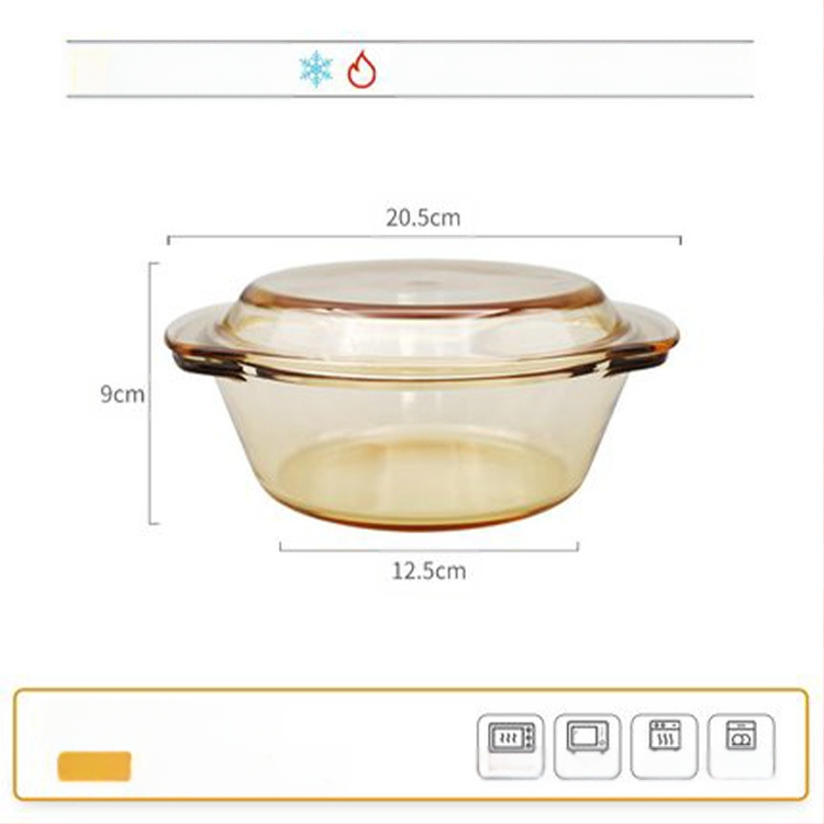 Kodumajapidamises kasutatav läbipaistev pliivaba paksendatud kristallist karastatud klaasist kauss kaanega supikauss nuudlikauss klaasist pott mikrolaineahi saadaval