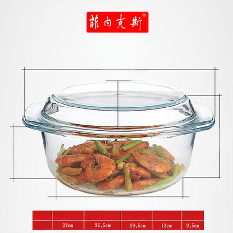 Kodumajapidamises kasutatav läbipaistev pliivaba paksendatud kristallist karastatud klaasist kauss kaanega supikauss nuudlikauss klaasist pott mikrolaineahi saadaval